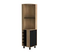 Mueble Bar Kaia en melamina con 3 estantes , 9 portacopas , 10 botelleros y gabinete inferior , multicolor , 180 cm X 45 cm X 45 cm Black
