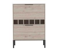 Mueble bar lyrata, en melamina con botellero para vinos, portacopas y 4 estantes , 110 cm x 80 cm x 35 cm , gris / plata