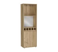 Mueble bar prana en melamina con 4 estantes , 2 puertas , 4 portabotellas y 6 portacopas , beige , 180 cm x 58.4 cm x 37 cm