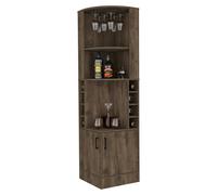 Mueble Bar Syrah en melamina con 4 estantes , 2 puertas 4 portacopas y 4 portacopas , marron , 180.6 cm X 46.9 cm X 46.9 cm Brown