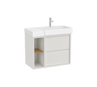 Mueble Base Asimétrico 2 Cajones Estante Lateral Lavabo Derecha 80x43x60cm Roca