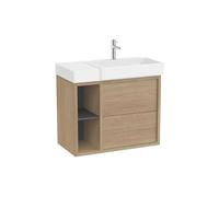 Mueble Base Asimétrico 2 Cajones Estante Lateral Lavabo Derecha 80x43x60cm Roca