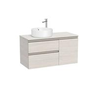 Mueble Base Asimétrico 2 Cajones Una Puerta Lavabo Sobre Encimera Izquierda 100x46x53cm Roca