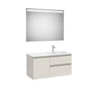 Mueble Base Asimétrico con Lavabo Derecha y Espejo Led Eidos 100x46x53cm Roca