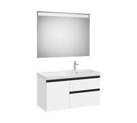 Mueble Base Asimétrico con Lavabo Plus a la Derecha y Espejo Led 100x46x57cm Roca