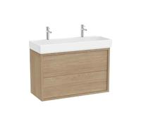 Mueble Base Suspendido con 2 Cajones Lavabo con Dos Orificios para Grifería 100x43x60cm Roca