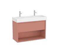 Mueble Base Suspendido con Cajón Estante Abierto y Lavabo Doble Orificio 100x43x60cm Roca