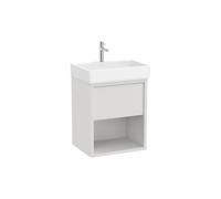 Mueble Base Suspendido con Cajón Estante Abierto y Lavabo Porcelana 55x43x60cm Roca