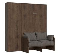 Mueble Cama 160x190 Cm Con Sofá Y Columna Contenedor De Madera De Nogal Kanto-color Microfibra 41