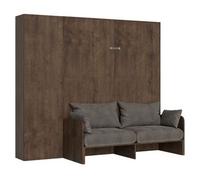 Mueble Cama De 120x190 Cm Con Sofá Y Columna Contenedor De Madera De Nogal Kanto-color Microfibra 41