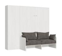 Mueble Cama De 120x190 Cm Con Sofá Y Columna De Almacenaje De Madera Blanca Kanto-color Microfibra 41
