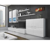 Skraut Home - Mueble comedor moderno, salón con luces Leds, acabado en Brillo Lacado y Mate, 300x42x189cm. Dos opciones disponibles Blanco y Negro/Blanco