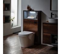 Mueble Completo con Inodoro Color Roble Oscuro con Diseño Abierto de 600mm - Hoxton