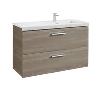 Roca Mueble lavabo Unik Prisma 110cm 2 cajones, derecho Fresno, con patas, organizador y 2 colgadores