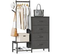 Mueble de almacenamiento 3 en 1, con 4 cajones, barra para colgar ropa y estante para zapatos, color