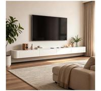Mueble De Almacenamiento Montado En La Pared - Moderno Mueble Flotante Para TV, Centro De Entretenimiento, Consola Multimedia Con Estantes Abiertos Y Compartimentos Ocultos Para Debajo Del Televisor(B