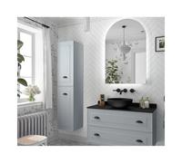 Salgar Mueble de baño Renoir 100 cm 2 cajones Azul – con espejo y lavabo, tiradores negro mate