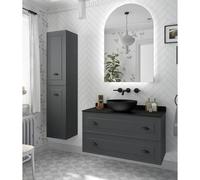 Salgar Mueble de baño Renoir 100 cm Gris antracita, 2 cajones, espejo iluminado, sin lavabo/encimera