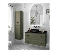 Salgar Mueble de baño Renoir 100 cm 2 cajones Verde Bosque - Con espejo, sin lavabo, sin encimera
