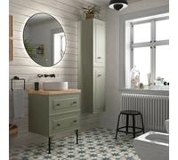Salgar Mueble de baño 2 cajones Renoir 60 cm – Con lavabo, espejo 100 cm, con patas, tiradores plata