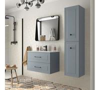 Mueble de Baño 2 Cajones Salgar Renoir 80 cm Azul - Sin mueble auxiliar / Sin espejo / Con lavabo + Tirador de pomo