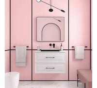 Mueble de Baño 2 Cajones Salgar Renoir 80 cm Blanco - Con espejo / Con lavabo / Con encimera + Con tiradores plata