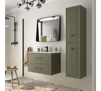 Salgar Mueble de baño Renoir 80cm 2 cajones – Con espejo y lavabo sin tiradores opcionales