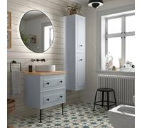 Salgar Mueble de baño Renoir Azul 2 cajones con patas Espejo 100 cm Sin lavabo Sin encimera