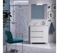 Mueble de Baño 3 Cajones Salgar Noja Blanco Brillo - Sin mueble auxiliar / Sin espejo y sin aplique LED