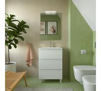 Salgar Mueble de baño Spirit 60cm 3 cajones - Con espejo, sin sifón ni desagüe, sin aplique LED