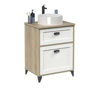 Mueble de baño 61 cm toscana con 1 cajón estilo nórdico color blanco y roble cambrian (sin lavabo)