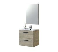 Miroytengo Mueble de Baño Aruba Estilo Natural en Color Roble Alaska con 2 Cajones + Espejo 57x60x45 cm (Lavabo Opcional)
