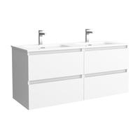 Mueble de Baño Suspendido con Doble Lavabo y 4 Cajones Salgar Bequia 121 cm Blanco Mate - Sin mueble con estantes