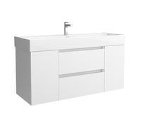 Mueble de baño bequia 120cm + coqueta 1 puerta centrado + lavabo cerámica | blanco mate |120x45x66