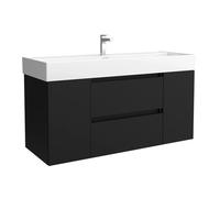 Mueble de baño bequia 120cm + coqueta 1 puerta centrado + lavabo cerámica | negro mate |120x45x66