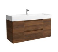 Mueble de baño bequia 120cm + coqueta 1 puerta centrado + lavabo cerámica | nogal |120x45x66