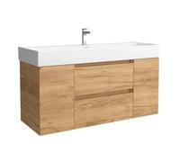 Mueble de baño bequia 120cm + coqueta 1 puerta centrado + lavabo cerámica | roble |120x45x66