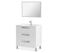 Mueble de baño blanco Athena 3 cajones + espejo Glossy white