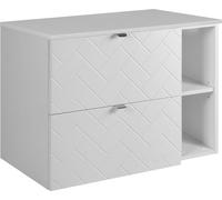 Mueble de baño, blanco con tirador plateado / con superficie superior, 80 x 57 x 46 cm
