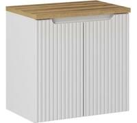 Mueble de baño blanco de 60 cm con encimera de roble " Evoke"