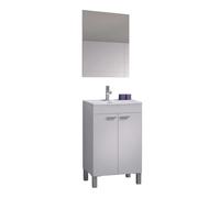 Mueble de baño camelia estilo contemporáneo en color blanco con 2 puertas y espejo 50x80x40 cm (lavabo opcional)