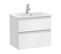 Mueble de Baño Compacto con Lavabo y 2 Cajones de Unik The Gap 60cm Blanco Brillo Roca - Sin conjunto de patas / Sin caja organizadora / Sin caja organizadora + Sin set de 2 colgadores