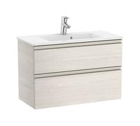Mueble de Baño Compacto con Lavabo y 2 Cajones de Unik The Gap 80cm Fresno Roca - Sin conjunto de patas / Sin set de 2 colgadores