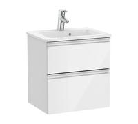 Roca Mueble baño Unik The Gap 50cm blanco brillo lavabo 2 cajones, sin patas, con caja organizadora