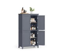 VASAGLE Mueble de Baño, Armario de Cocina y Almacenaje con 4 Puertas, Estantes Ajustables, 30 x 60 x 110 cm, Gris Pizarra BBC552G01