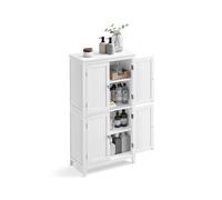 VASAGLE Mueble de Baño, Armario de Cocina y Almacenaje con 4 Puertas, Estantes Ajustables, 30 x 60 x 110 cm, Blanco BBC552P31