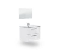duehome - Mueble de baño con espejo Feel 2 cajones Glossy white