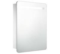 vidaXL Armario de baño con espejo y LED 60x11x80 cm Blanco/Roble/Negro/Gris brillo