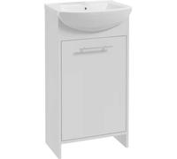 .Deftrans Domodomo - Armario de baño con Lavabo, 84 x 46,5 x 24,5 cm, Color Blanco, Armario de pie para baño pequeño, Color Blanco