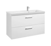 Roca Mueble baño Unik Prisma 110cm blanco brillo, lavabo derecho, 2 cajones, con toallero, sin patas